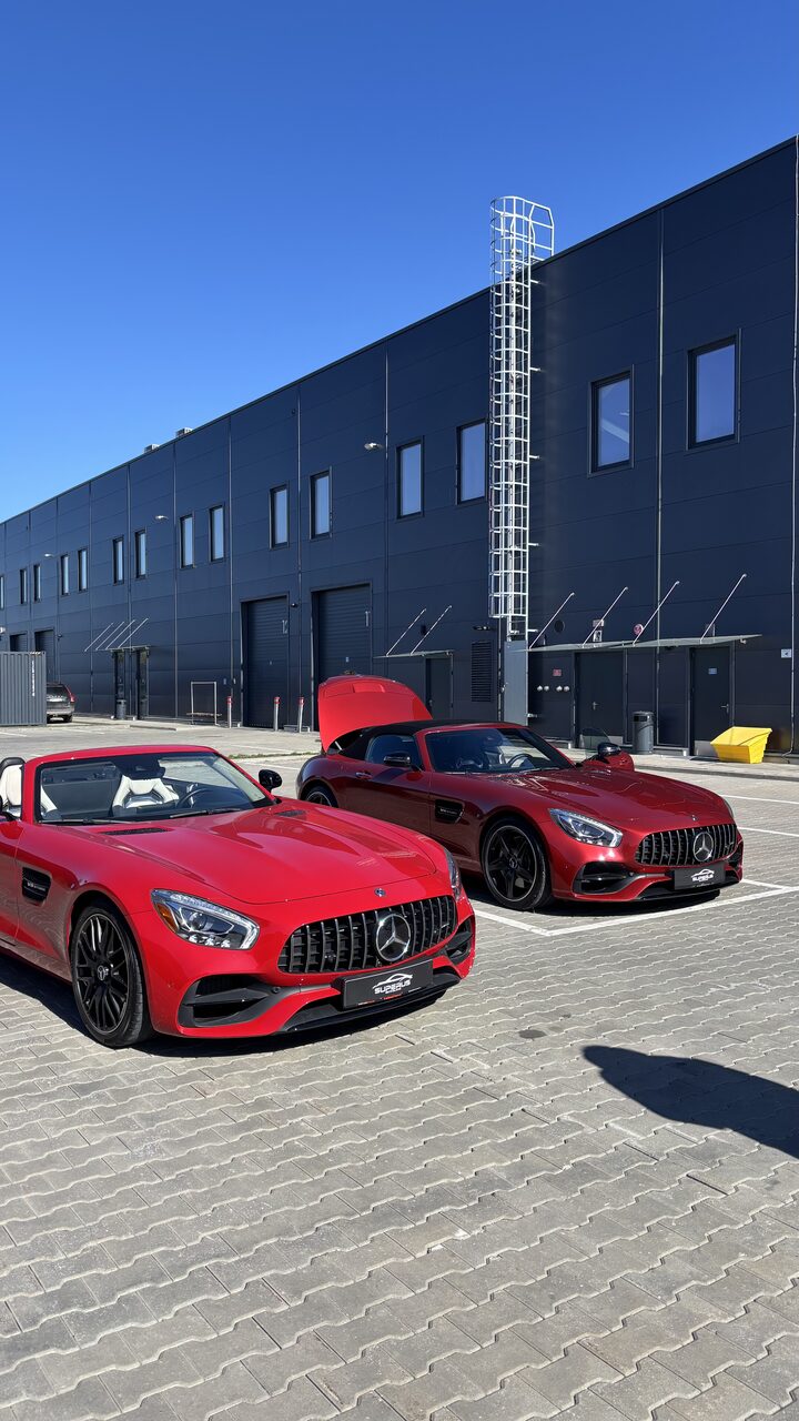 Ferraris outside studio